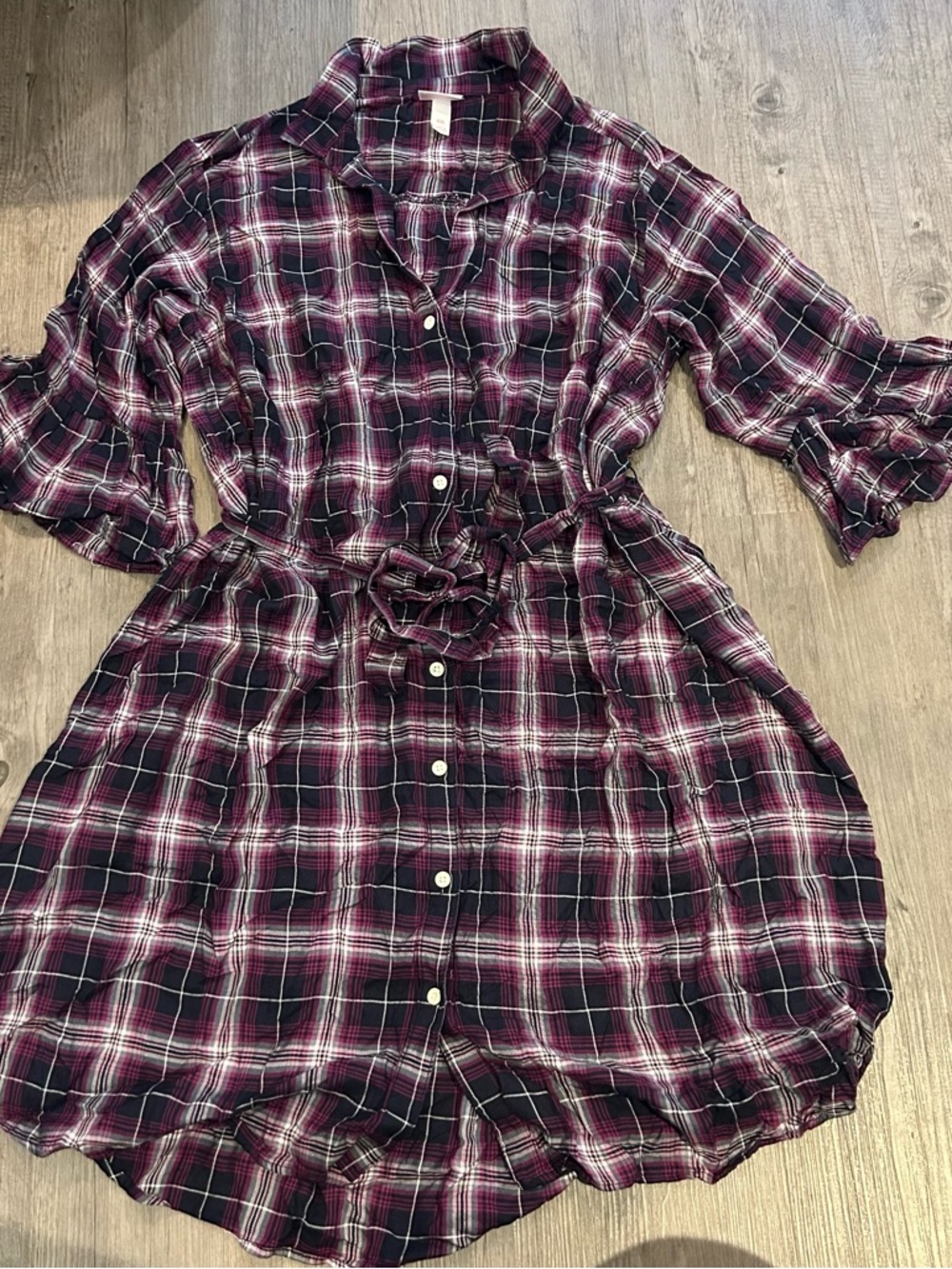 Isabel Maternity by Ingrid & Isabel Navy and Burgundy Plaid Maternity Shirt